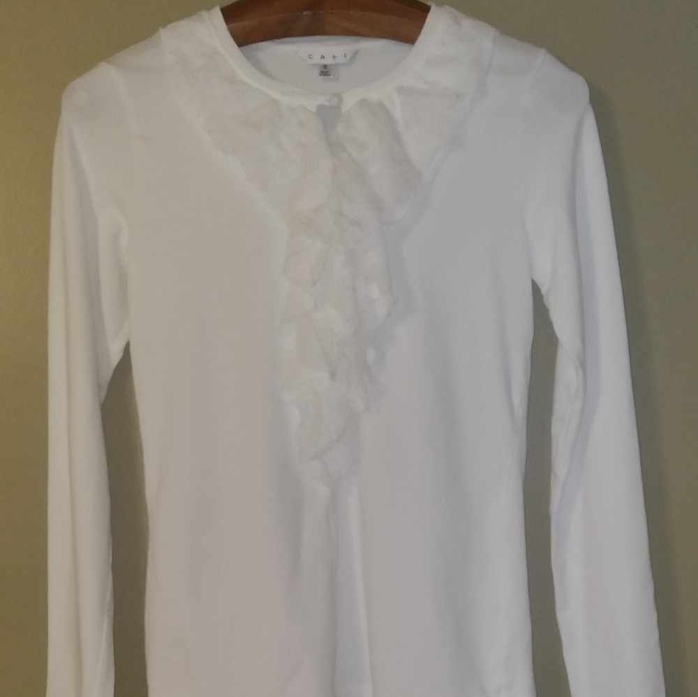 Vintage Cabi White Ruffled Top